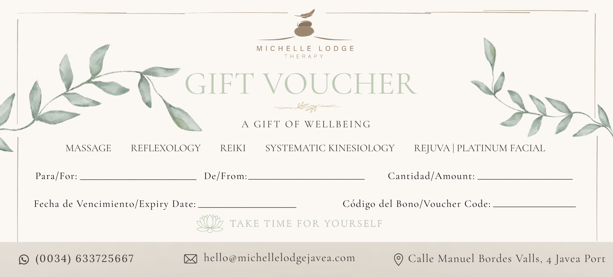 gift voucher michelle lodge therapies